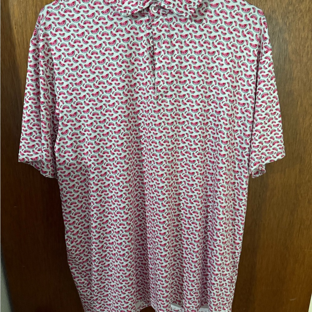 Tailorbyrd Red and White Polo Shirt with Geometric Print